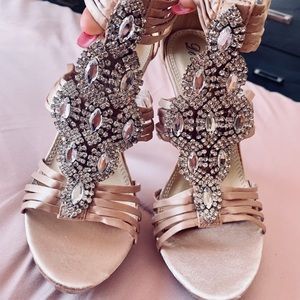 Jeweled high heels